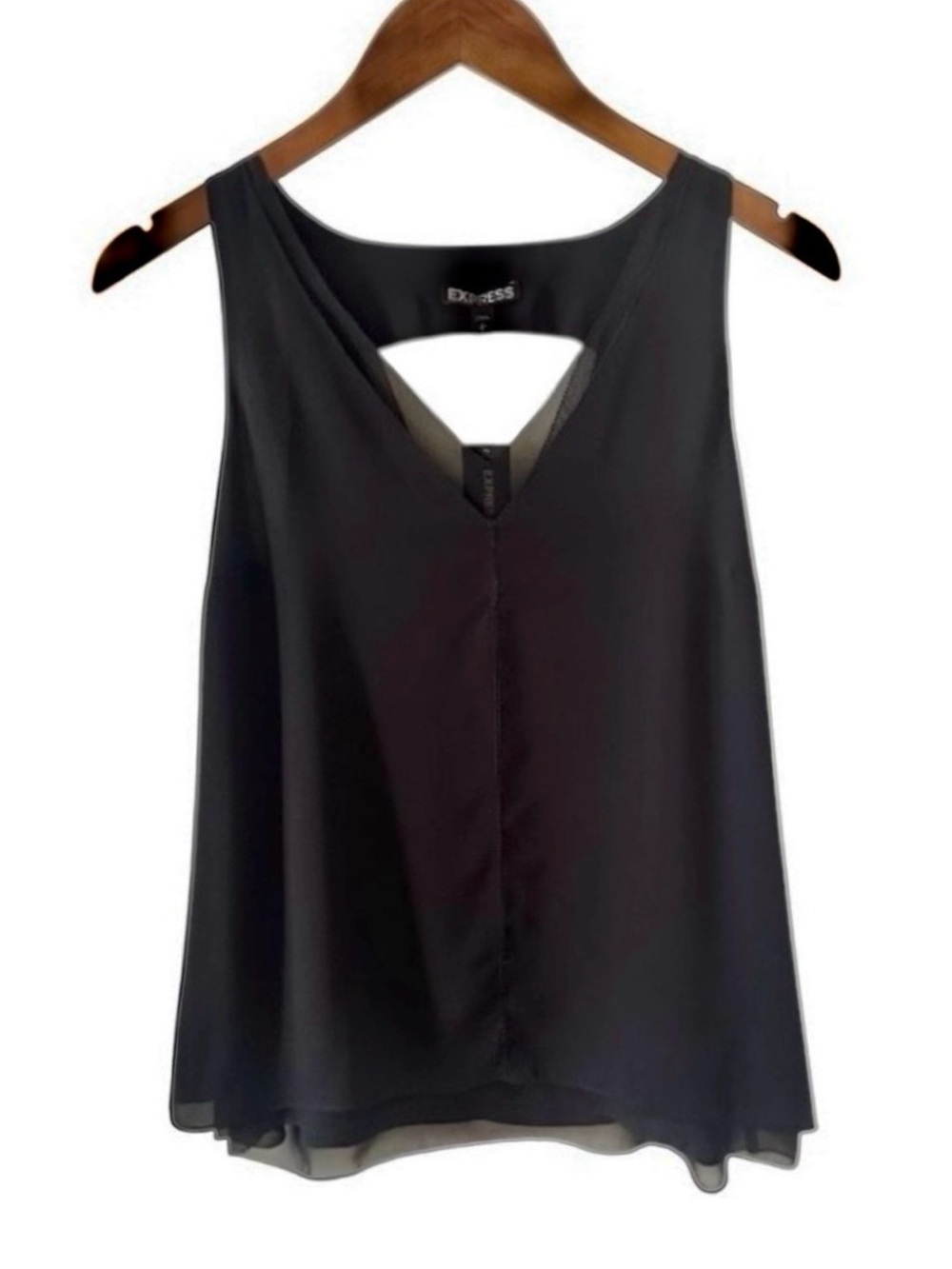 Express Black Sleeveless V-Neck Double Layered Top Size Small - Picture 7 of 7
